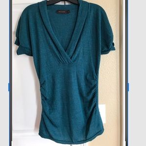 The Limited teal green short sleeve v-neck sweater